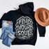 Featuring the inspiring words "Find Your Soul" in a unique tree branch lettering design, this hoodie captures the essence of the forest’s tranquil beauty and its power to ground and inspire.